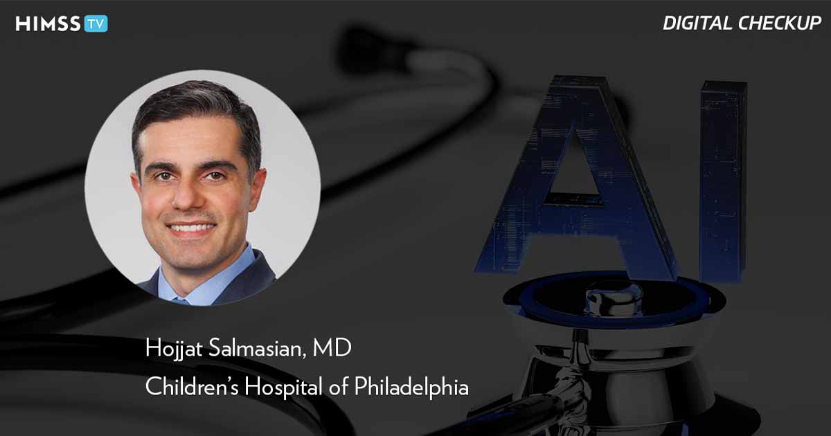 Dr. Hojjat Salmasian, Children's Hospital of Philadelphia_AI graphic over stethoscope Photo by Just_Super/iStock/Getty Images Plus