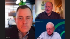   Mike Miliard, Executive Editor of Healthcare IT News; Hal Wolf, president and CEO of HIMSS; and Ken McAvoy, president of South Florida Ventures at Informa Markets