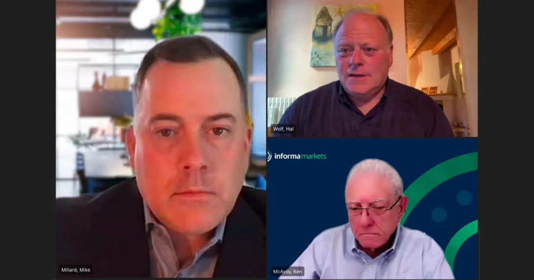   Mike Miliard, Executive Editor of Healthcare IT News; Hal Wolf, president and CEO of HIMSS; and Ken McAvoy, president of South Florida Ventures at Informa Markets