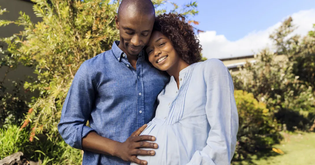 Two people happy and embracing each other